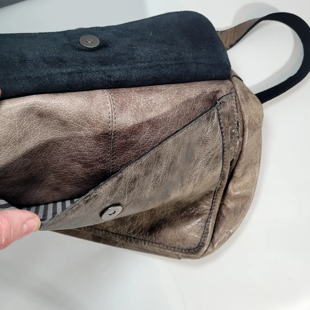 JACK GEORGES Leather Distressed Brown Crossbody Messenger Bag